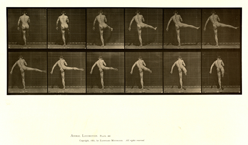 A series of photographs of a nude ballerino dancing.