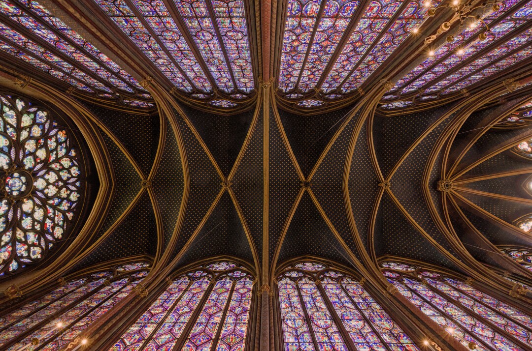 The ceiling of Sainte Chappelle, Paris, France